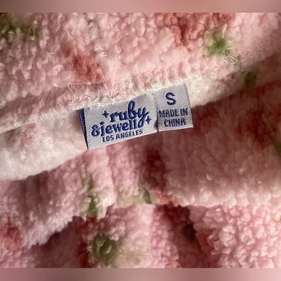 Ruby and Jewell Pink Floral Plush Cozy Pajama Pants - Picture 3 of 9